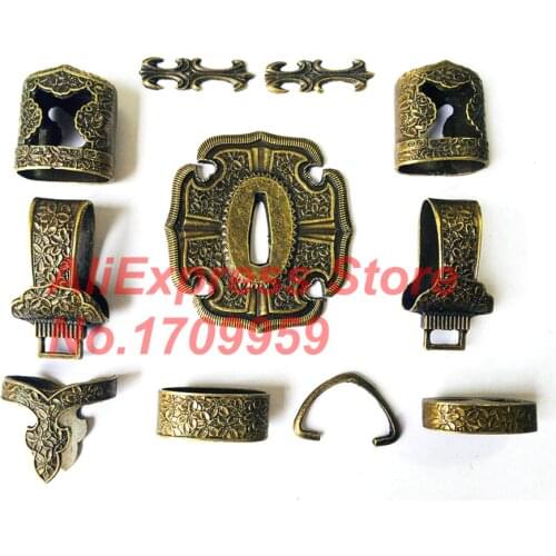 Exquisite A Set Fitting Kirsite Tsuba For Japanese TaChi Saber Knife Wakizashi Sword Samurai Katana Handmade DIY Accessory