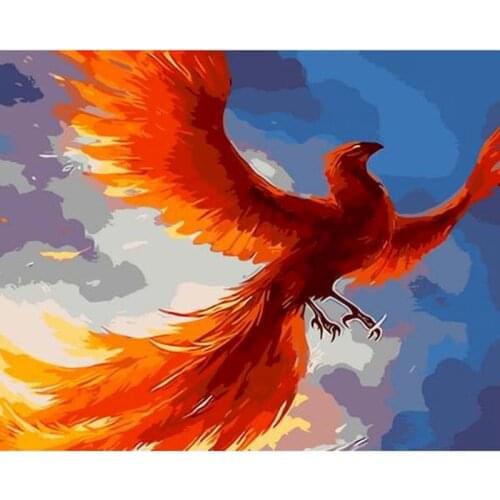Phoenix Painting By Numbers 40x50 On Canvas With Framed Oil Picture Drawing Acrylic Paint DIY Kits For Adults Coloring By Number