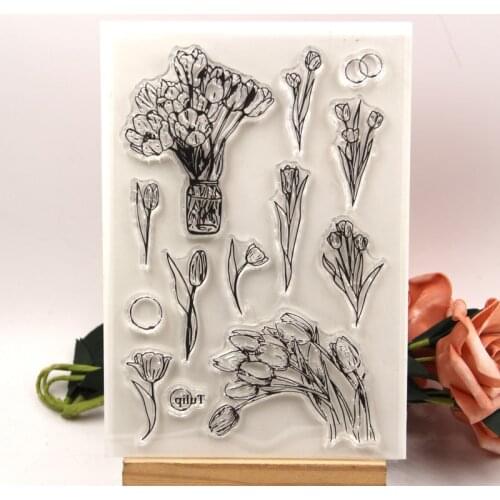 KLJUYP Tulip Clear Stamps Scrapbook Paper Craft Clear stamp scrapbooking