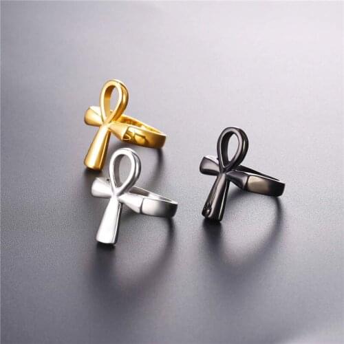 Hip hop Ring Size 7-12 Egyptian Cross Key of the Nile Men/Women Gift Classic Africa Egypt Jewelry Stainless Steel Rings