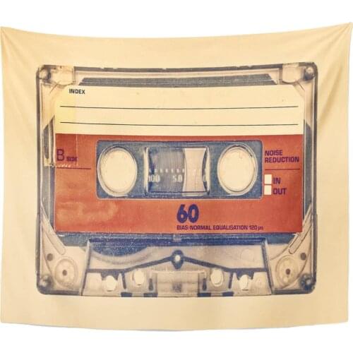 Brown Retro Styled of Old Compact Cassette Empty Label Tapestry Home Decor Wall Hanging for Living Room Bedroom Dorm 50x60 inche