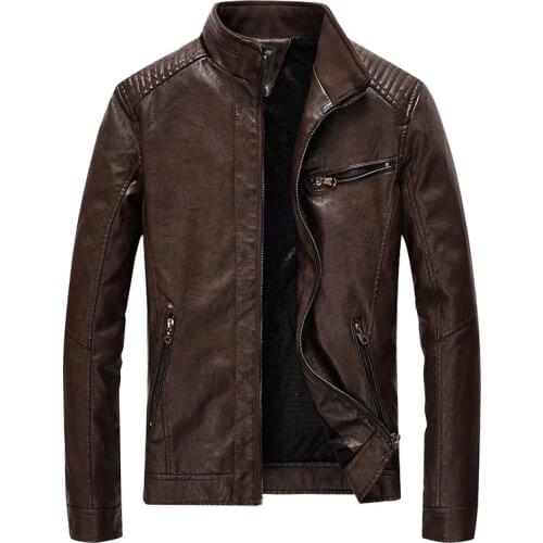 Faux Leather Jacket Men Leather Jacket Coat Fleece Thick Warm Winter Mens Leather Jacket Suede jaqueta de couro Plus Size M-5XL