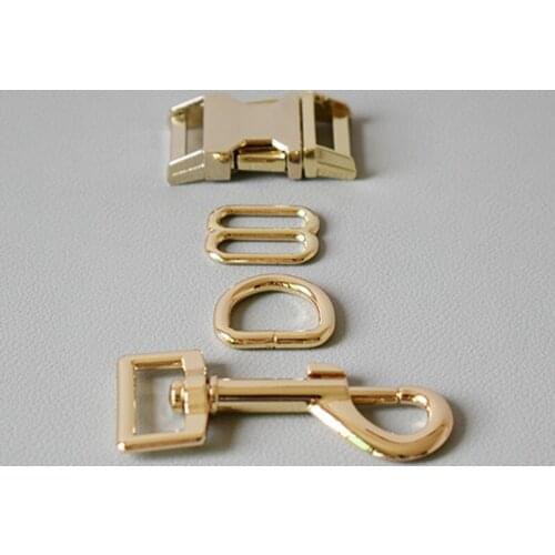 10 sets 20mm Metal D ring 8 button release buckle spring hook diy dog collar leash sewing accessories