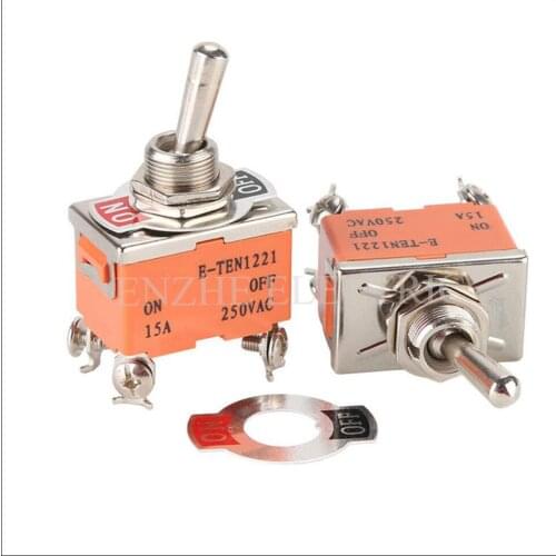 Miniature toggle switch 1221 ON-OFF 15A 250VAC Toggle switch Swing arm switch four-legged two gears power switch