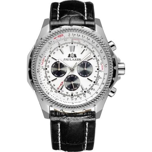 Men Automatic Self Wind Mechanical Black Brown Blue Leather Strap Fashion Sports Business Watch