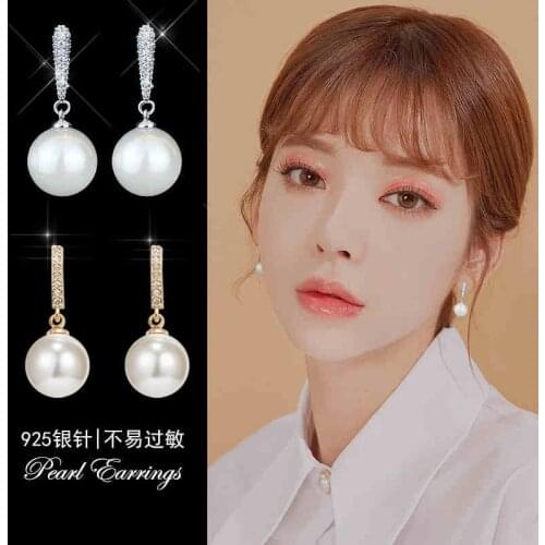 2021 New Trendy Temperamental Earrings Elegant Versatile Sweet Fresh Micro-inlaid Zircon Simulated-pearl Pendant Earrings