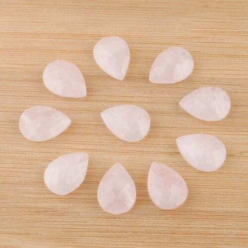 Wholesale 20Pcs /Lot Natural Faceted Stone Rose Quartz 13x18mm Teardrop Cabochon No Hole Beads Jewelry Making TU3376
