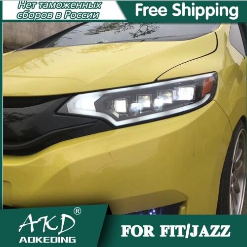 Headlights For Car HONDA FIT 2014-2020 jazz DRL Day Running Light Head Lamp LED Bi Xenon Bulb Fog Lights Tuning Car Accessory