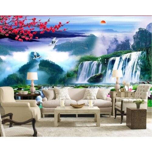 Custom photo wallpaper Large 3D Stereo romantic Landscape waterfall TV backdrop 3d mural wallpaper