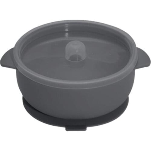 Portable Solid Colour Baby Silicone Plate Bowl Toddler Feeding Double Handle Q1FE