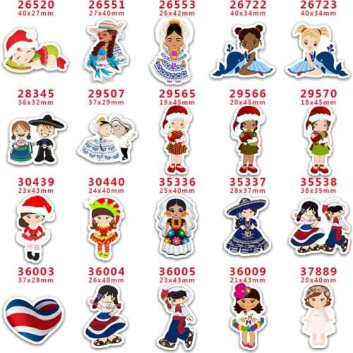 DIY Craft Supplies Sewing Accessories Cartoon Mexican Girl Printed Planar Resins Mold 10 Pieces. PR-26520