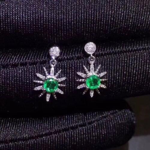 Simple Elegant Natural and Real Emerald Earring 925 Sterling Silver Fashion Earring For Women