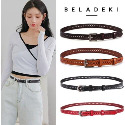 New Genuine Womens Belts Hollow Pattern Fashion Jeans Classic Retro Simple Woman Female Belt Vintage Pin Buckle Strap Jeans