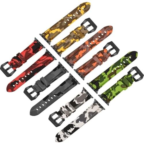 Silicone Camouflage Watch Band for Apple Watchband 42mm 44mm 38mm 40mm Watch Strap Bracelet for iWatch Series 5 4 3 2 1