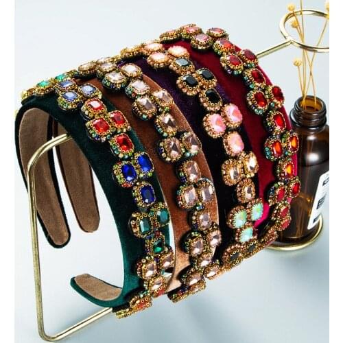 Luxury Baroque Handmade Headband Rhinestone Headbands Wide Padded Hair Band Wedding Headwear Women Bridal Hair Accessories New