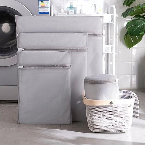 1 Pc Gray Mesh Laundry Bags For Washing Machine Polyester Clothes Underwear Bra Washing Basket Travel Portable Dirty Laundry Bag