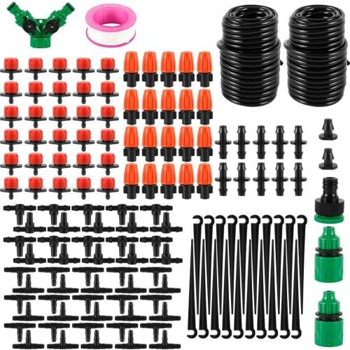 30M Hose Drip Irrigation System 360 Degree Adjustable 8 Hole Sprinkler Kit Garden Watering Inserting Ground Micro Flow Dripper