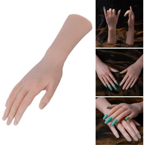 Silicone Practice Hand for Acrylic Nails with Tips Adult Mannequin With Flexible Finger Adjustment Display Model Moveable Nails