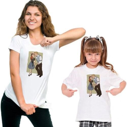 Funny Cartoon T Shirt Mama Daughter Fashion Children T-shirt Anna and Kristoff Graphic Tshirt Women Harajuku Frozen Top Tees