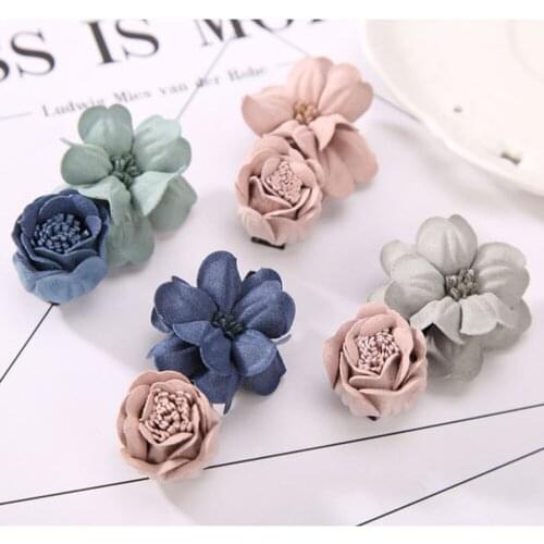 Furling Girl 1PC New style Baby Girls Hair Accessories Double Fabric Flower Hair Clip Kids Children Hairpin