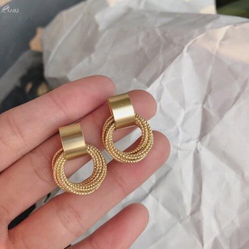 New Korean Statement Earrings for Women Multi-layer Circle Geometric Dangle Drop Gold Earrings 2021 Trend Fashion Jewelry Gifts