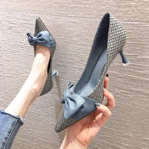 French small fragrance high-heeled shoes women stiletto heels autumn 2021 new wild ladies temperament female pointed