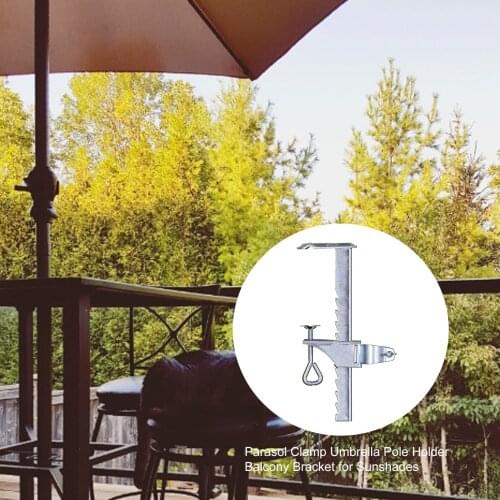 Parasol Clamp Umbrella Pole Holder Galvanized Steel Balcony Bracket For Sunshades Clip Bracket Stand Clamp Photography Accessory