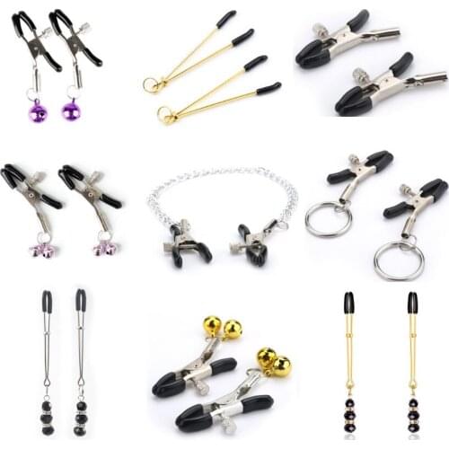 1 Pair Metal Fetish Nipple Clamps With Chain Clips Flirting Teasing Sex Flirt Bondage Kit Slave Bdsm Exotic