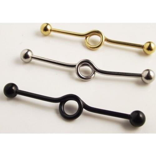 1 Piece Gold Silver Black 1.6mm 316L Surgical Stainless Steel Circle Industrial Barbell Ear Cartilage Piercing Jewelry