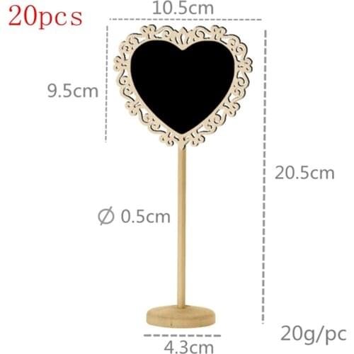 20 pcs free standing wooden heart table decoration blackboard