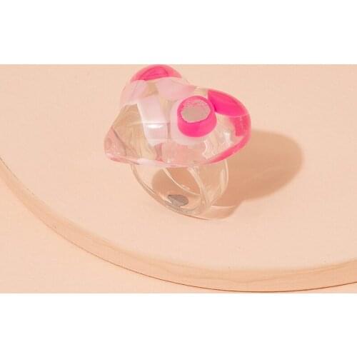 2021 Ins Transparent Acrylic Resin Flower Star Heart Irregular Finger Rings Trendy Korean Fashion Women Party Jewelry