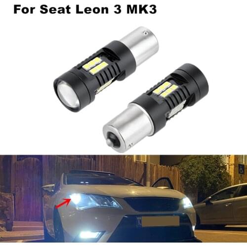 2x 1156 BA15S 3030 21SMD Canbus White LED DRL For Seat Leon 3 MK3 5F (2013+)