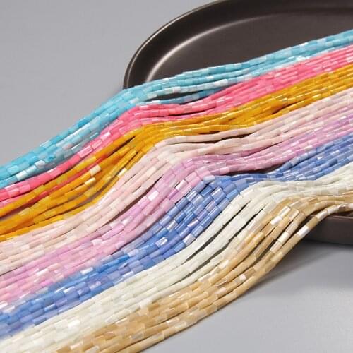 3x5mm Natural Colorful Shell Round Tube Beads Loose Spacer Beads Charm Pendant For Diy Jewelry Making Bracelet Earring Necklace