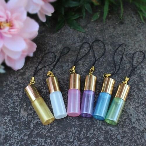 50pcs 3ml 5ml Small Glass Roll on Bottle Empty Roller Essential Oil Bottles Refillable Perfume Vials with Key Chain Travel