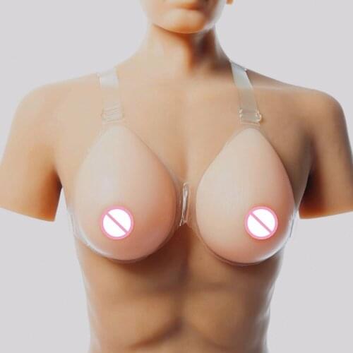800g 1 pair C Cup Silicone Breast Form Silicone Fake breasts Tits Enhancer Boobs shemale Crossdresser with bra Strap 2 colors