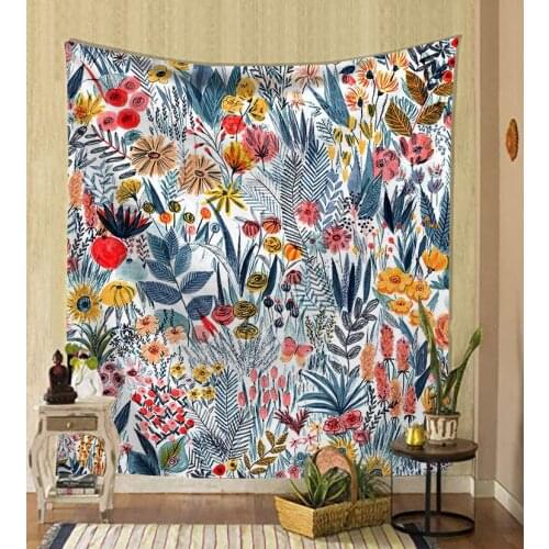 Butterfly Flower Tapestry Wall Hanging Home Insect Plant Printing Sofa Background Wall Cloth Decoration Bedside Painting