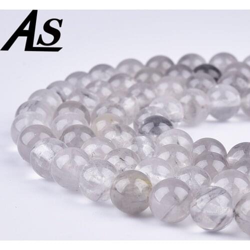 Asingeloo Natural Silver Gray Crystal Beads Quartzs Loose Beads 15" Strand 6 8 10 MM Pick Size for Jewelry Making