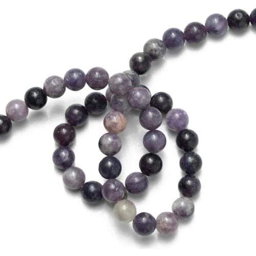 Wholesale Natural Stone Beads Lepidolite Round Loose Beads for Jewelry Making Accessories 4 6 8 10 12mm Necklace Bracelet DIY