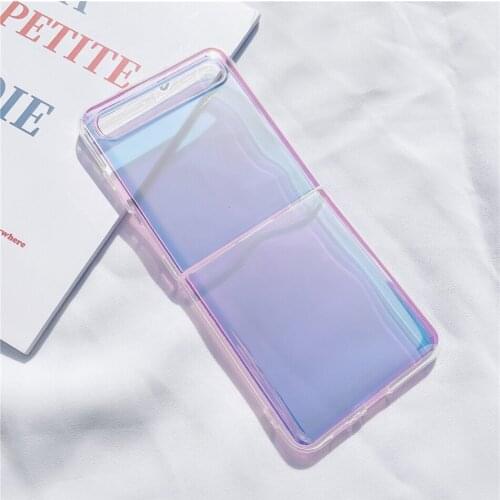 Plain Purple Transparent Phone Case For Samsung Galaxy Z Flip Fold 2 5G Fold2 Protection Ultra-Thin Clear Back Cover