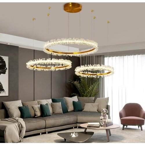 Home Decor Luxury Crystal Led Chandelier Lighting fixture living room restaurant decoration black gold ring chandelier for home