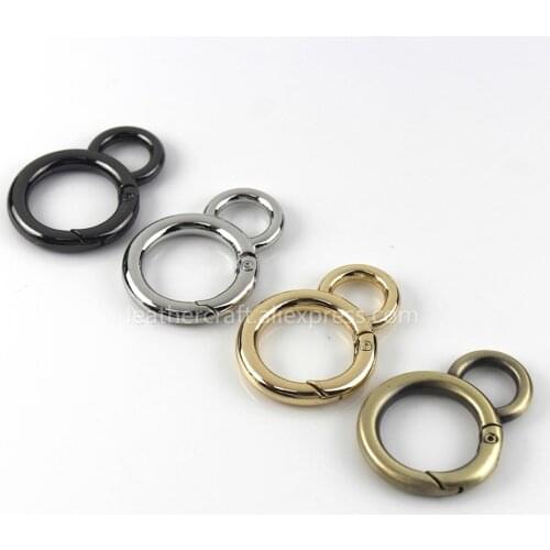 1pcs Double Circle Snap Hook Spring Gate O Ring Trigger Clasps for Leather Craft Bag Strap Belt Connecting Hardware Accessory