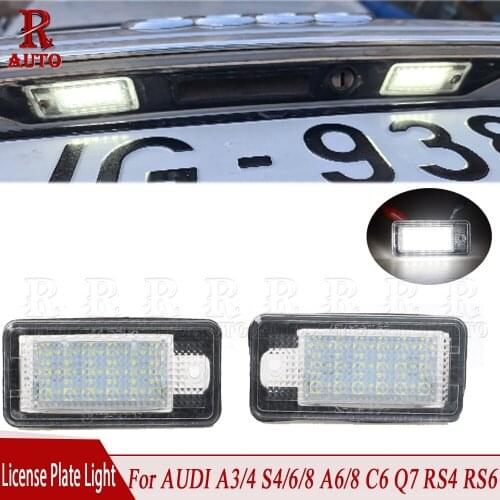 R-AUTO 1Pair LED License Plate Light Car Number Plate Light Lamp For AUDI A3 A4 S4 A6 C6 S6 A8 S8 Q7 RS4 RS6 2004 2005-2012
