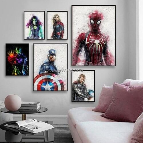 Disney Marvel Movie Prints Canvas Painting Classic Decor Avengers Captain America Spiderman Wall Art Pictures Living Room Poster