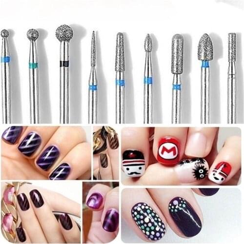 10Pcs/box Nail Cone Tip Ceramic Drill Bits Electric Cuticle Clean Rotary for Manicure Pedicure Grinding Head Sander Tool