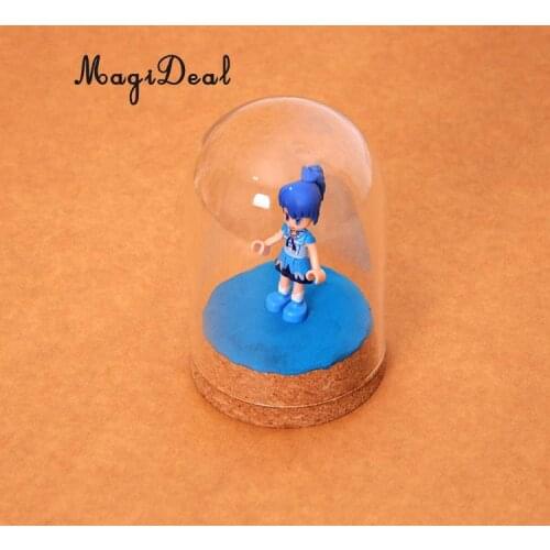 MagiDeal 10Pcs DIY Handcraft Glass Ball Shaped Cover Shield With Wooden Base Shelf Display Planter Vase Terrarium