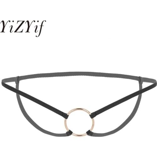 Men Lingerie Thong Underwear jockstrap penis ring Thong Low Waist with Metal O-Rings Crotchless Open Butt G-String Thong Briefs