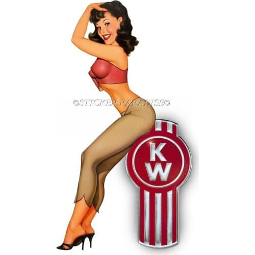 For KENWORTH STICKER DECAL HOT GIRL SEMI TRUCK GARAGE LABEL MAN CAVE TOOLBOX USA