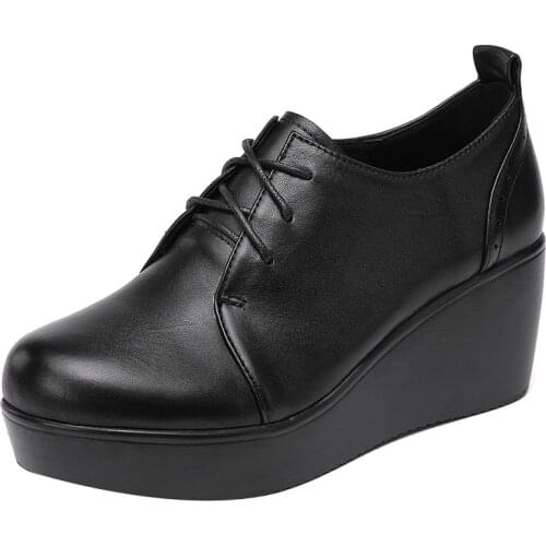 ZXRYXGS Black Round Toe Genuine Leather Shoes Women High Heel Shoes Comfortable Non-Slip Deep-Mouth Casual Shoes Woman Shoes