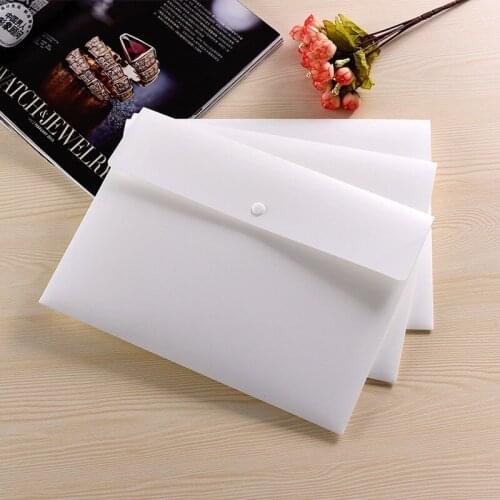 10PCS Office A4 File Bag Transparent Plastic Thick Button Airtight Folder File Supplies Office School Supplies