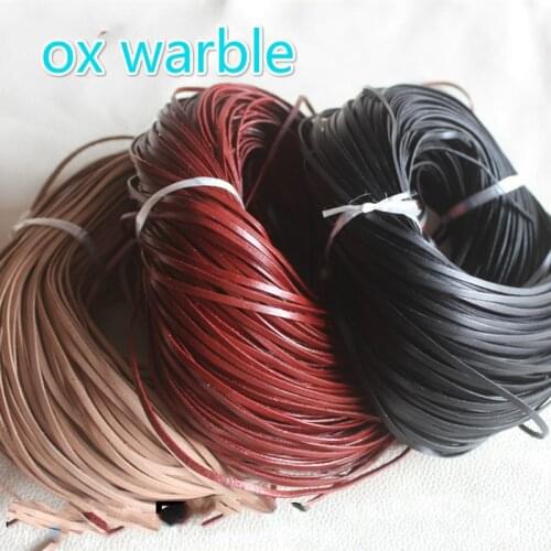 The thickness of 1 mm width 3 mm braided belt tanned leather flat leather rope